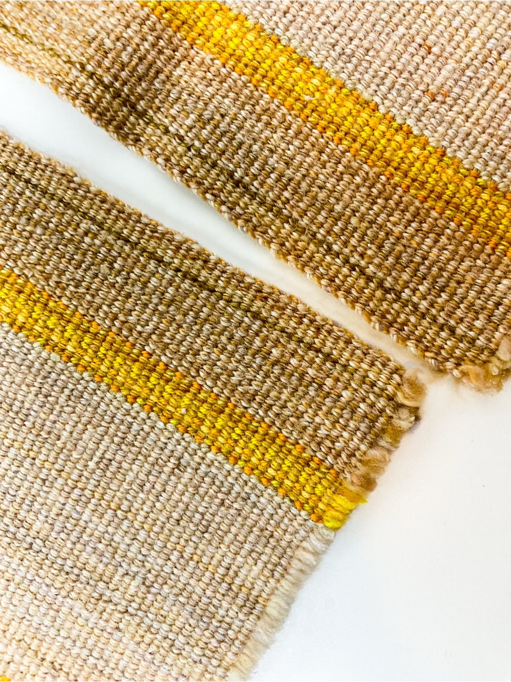 Vintage Handwoven Wool Placemats with Yellow Stripe - set of two - Picture 4 of 6